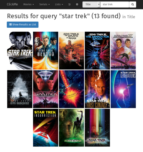 ClickMe: Movielist as Tiles